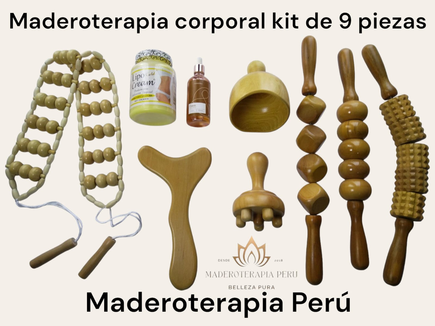 Maderoterapia Corporal kit de 9 piezas